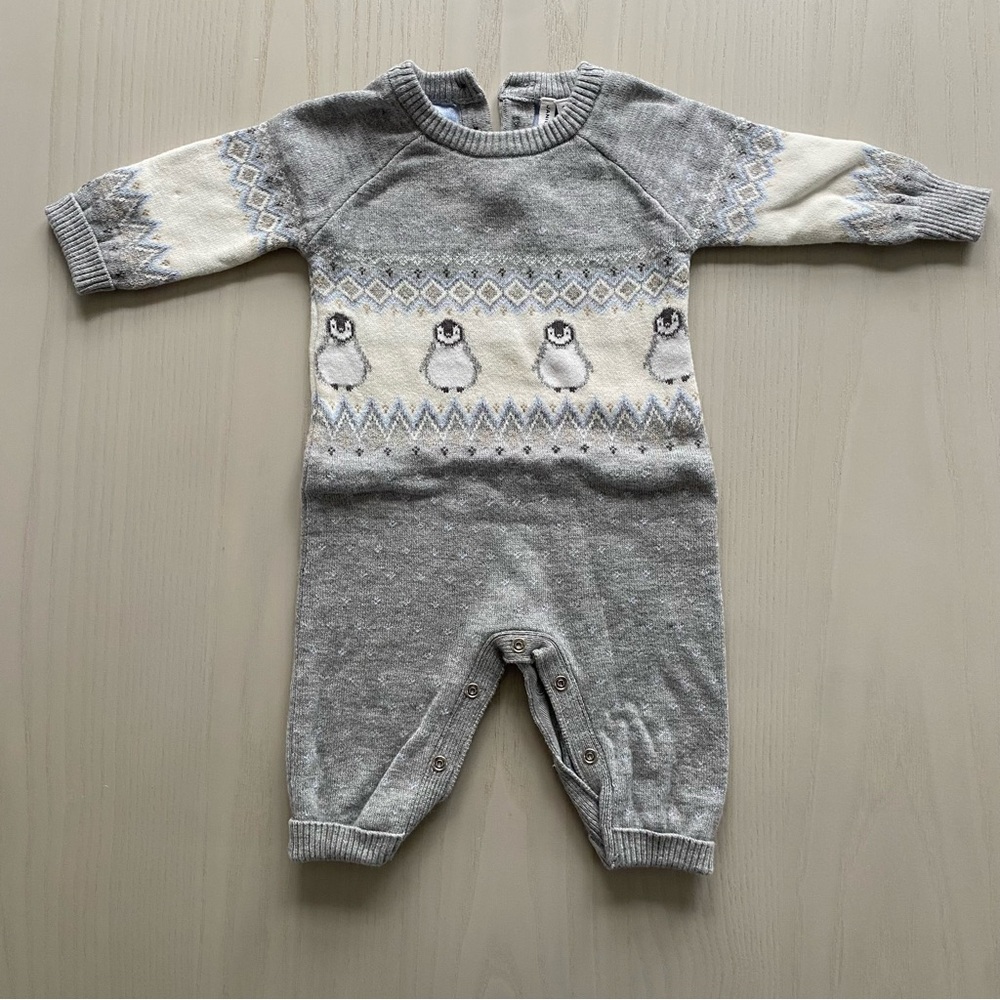 Janie and Jack Baby Penguin Fair Isle One Piece